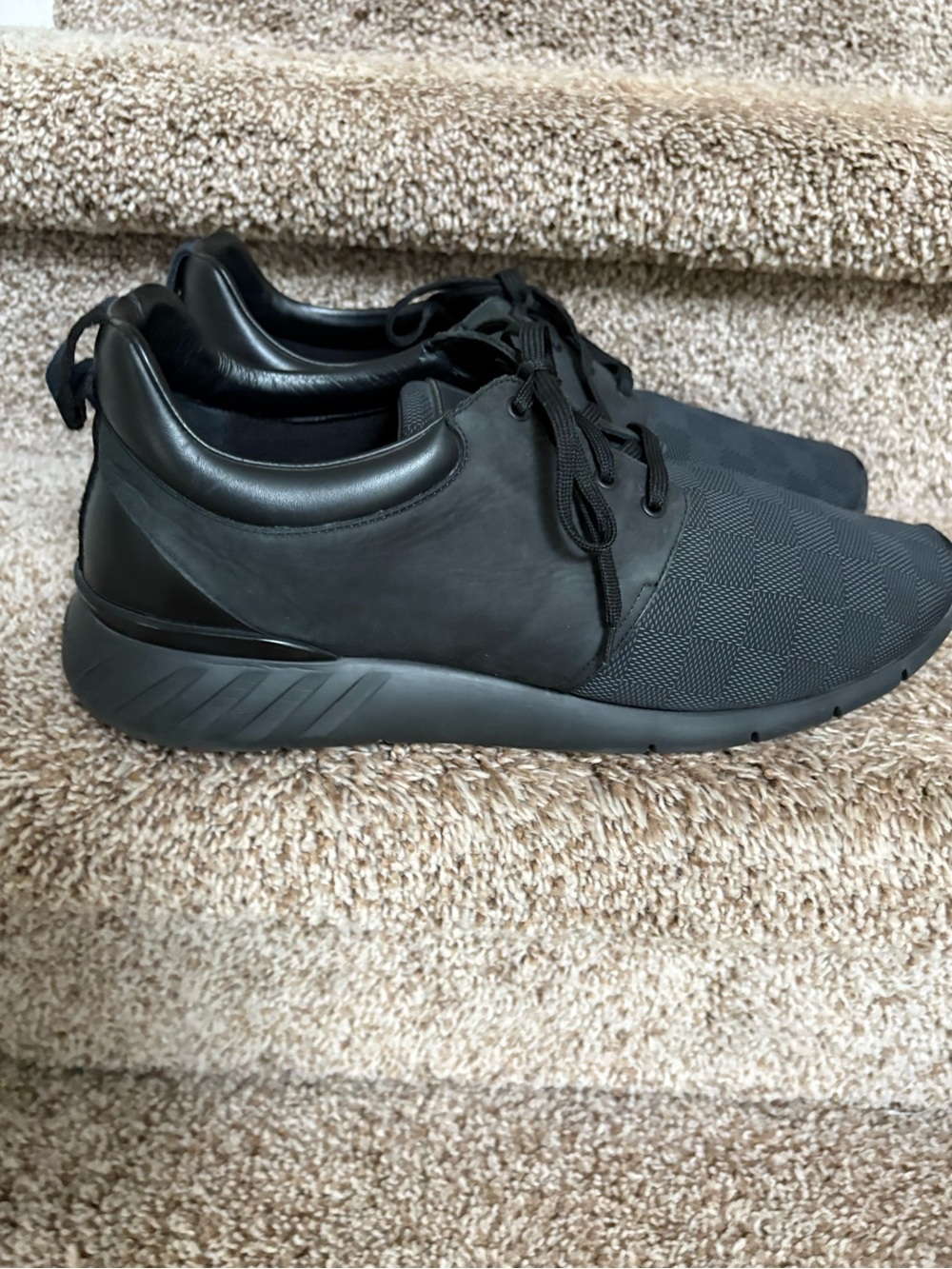Louis Vuitton Men’s Black Damier Graphite Fastlane Leather & Rubber Trim Low Top